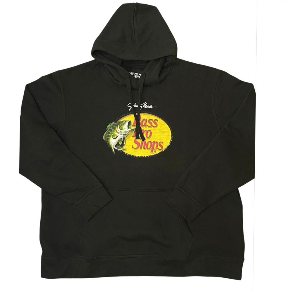 Bass Pro Shops Hoodie Mens 2XL Black Fleece Sweatshirt Graphic Fishing Outdoors - Picture 2 of 6